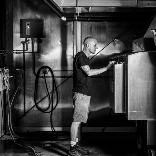 Greg Brewer working in the production facility